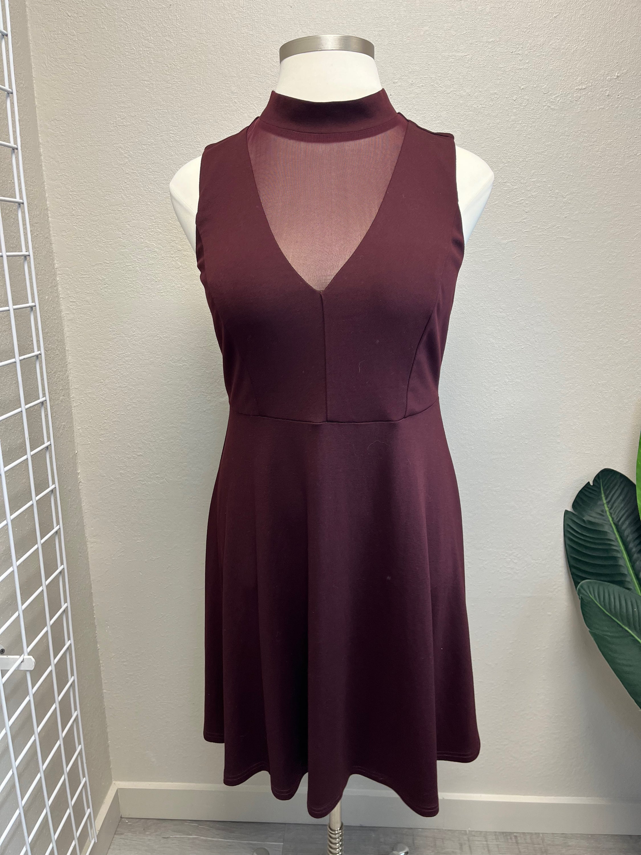 City Chic Maroon Sheer Neck Dress Size 14 Shop CURV Online Plus Size Resale