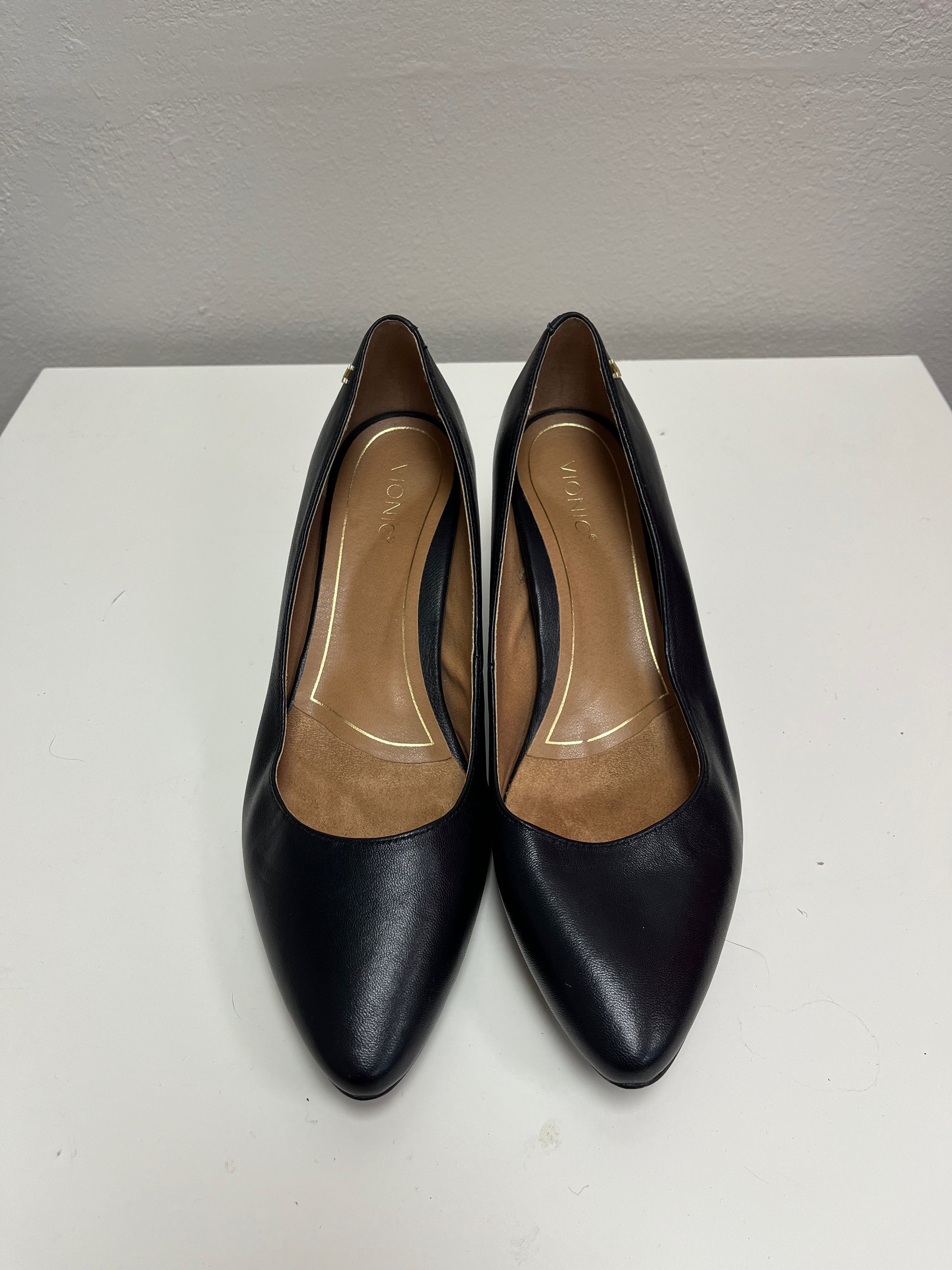 Vionic Black Leather Mia Heels Size 10