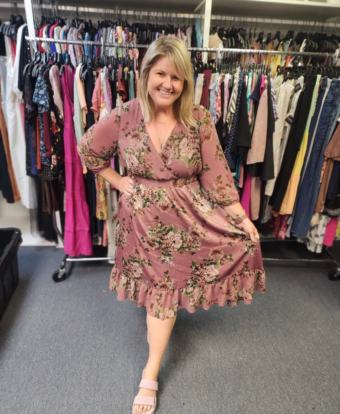 Torrid Pink Floral Midi Surplice Dress Size 14 16 Shop CURV Online Plus Size Resale