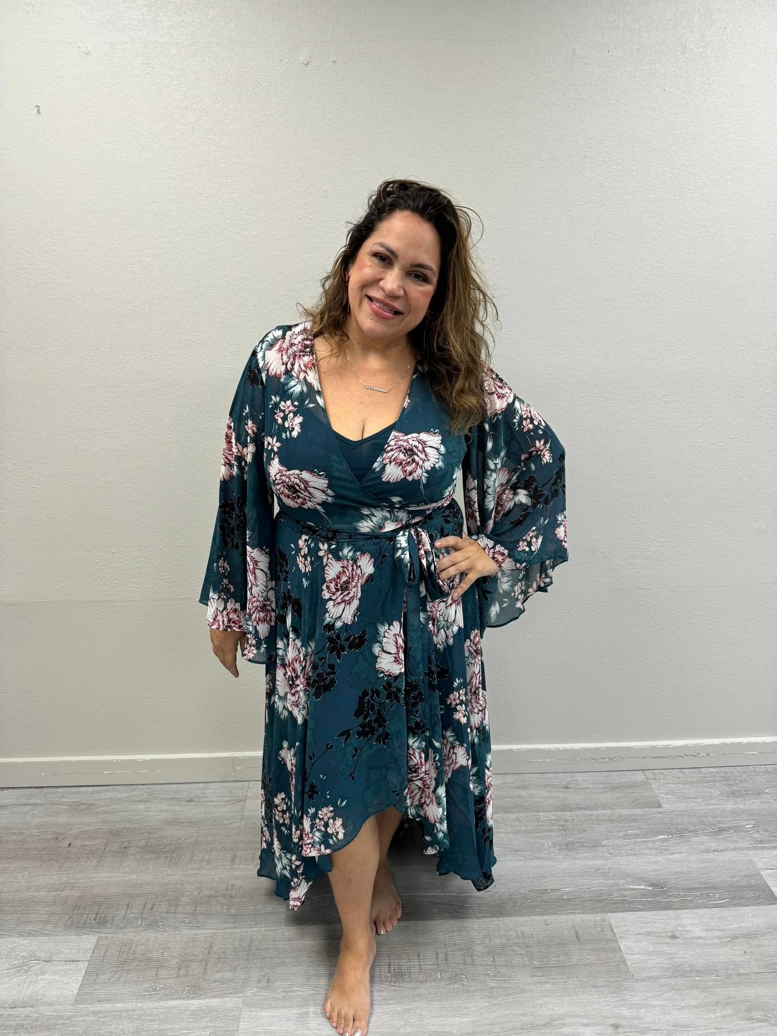 City Chic Jade Blossom Maxi Dress Size 16