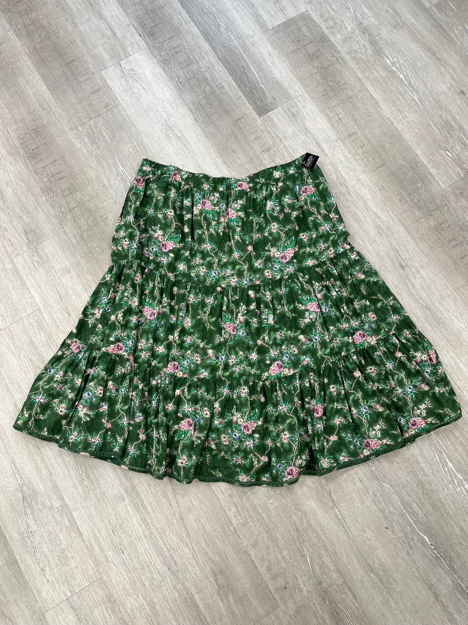 Lane Bryant Green Floral Tiered Maxi Skirt Size 26 28 Shop CURV Online Plus Size Resale