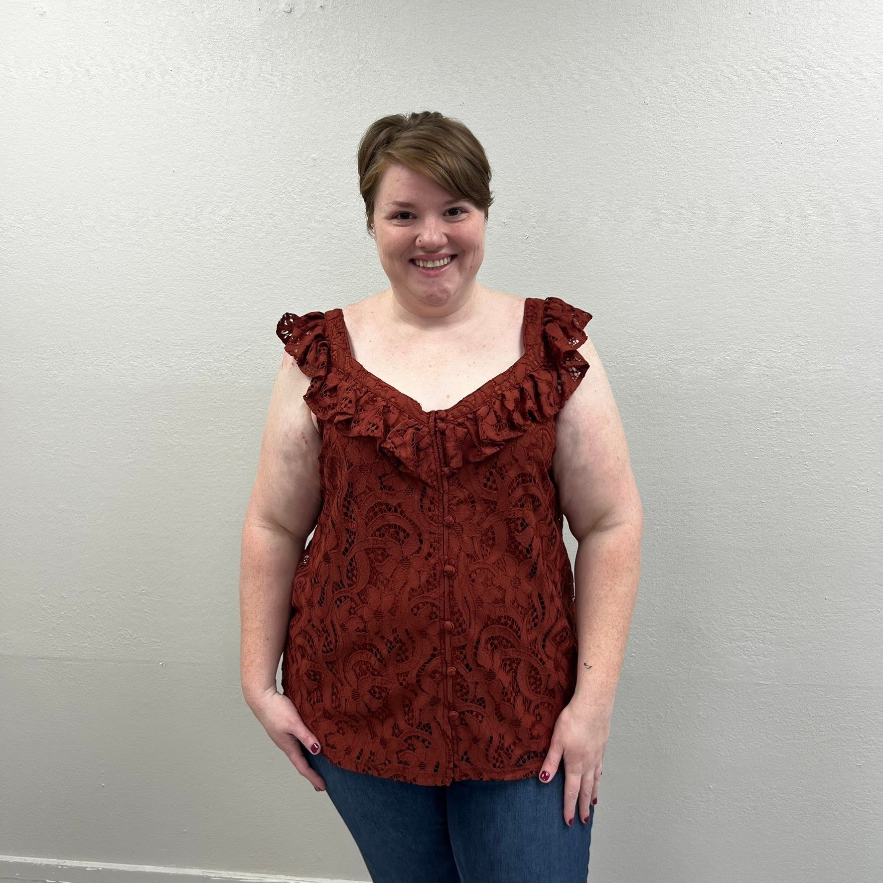Torrid Lace Ruffle Blouse NEW Size 26